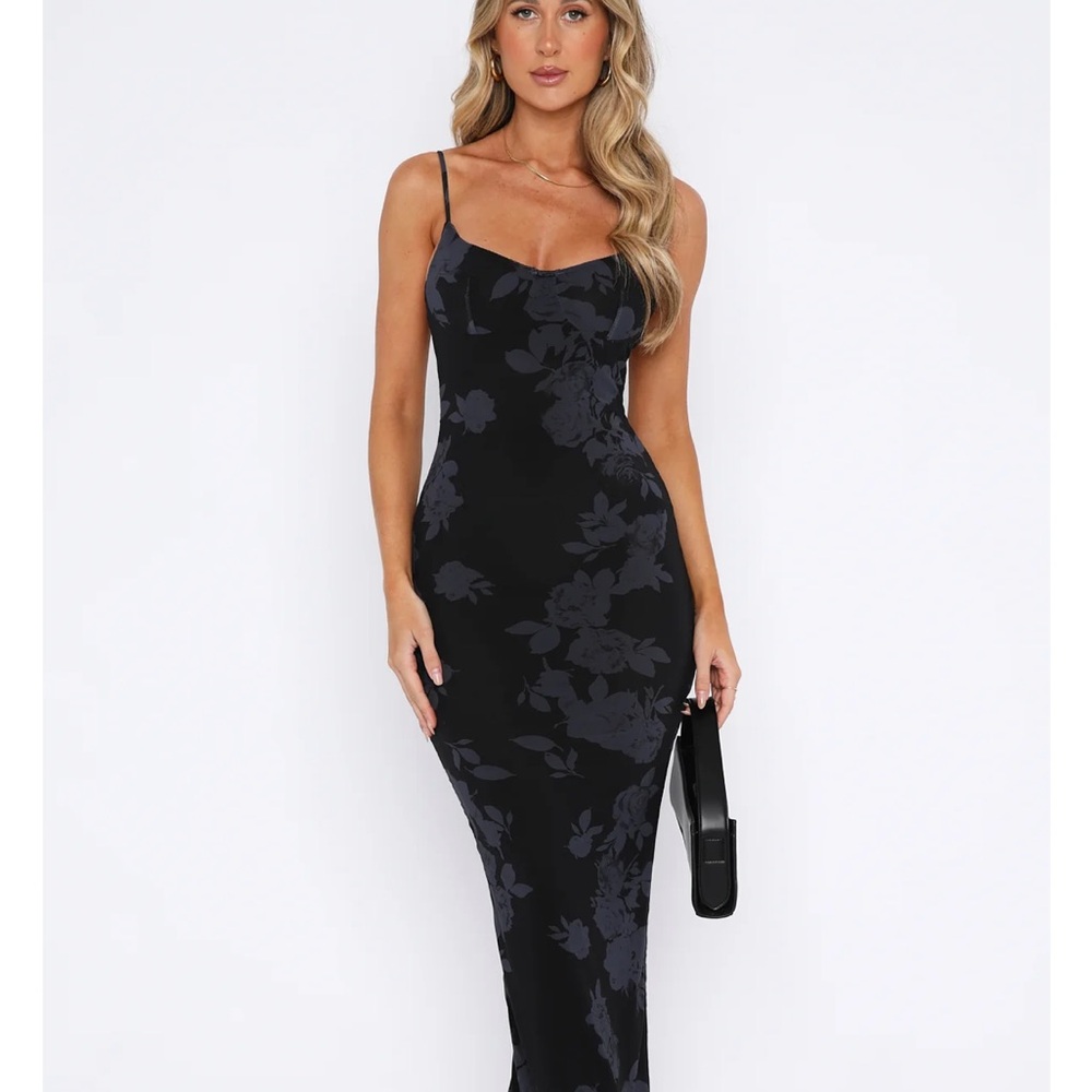 White Fox “I don’t miss you” maxi dress noir rose NWT